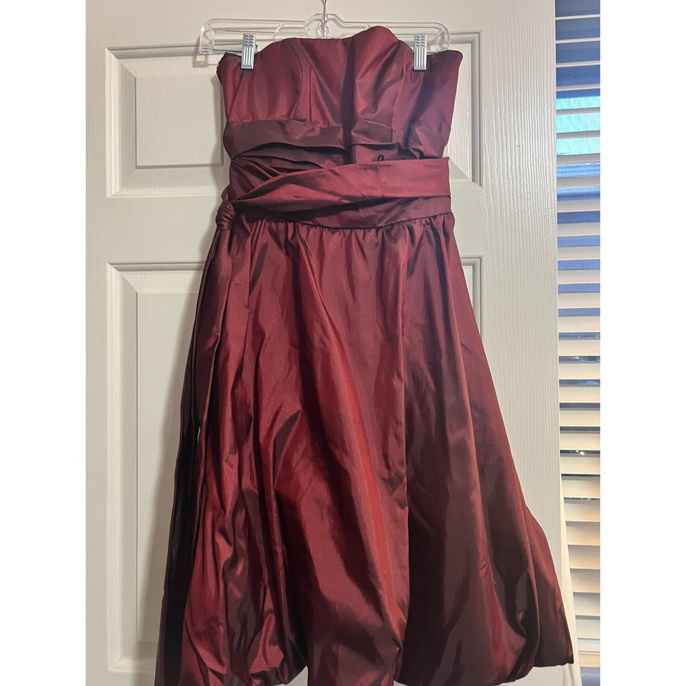 Davids Bridal Strapless Maroon Dress | Size 6